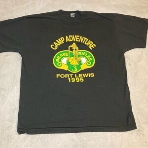 1995 Fort Lewis Vintage Camp adventures single stitch t shirt size XL